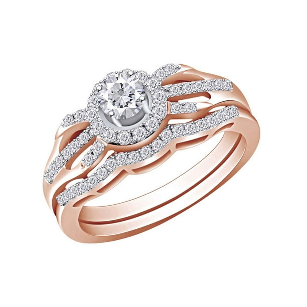 0.12 carats, H-I I2 Natural Diamond Band in 10K Rose Gold plated Sterling Silver 0.12 carats, H-I I2 Natural Diamond Band in 10K Rose Gold plated Sterling Silver